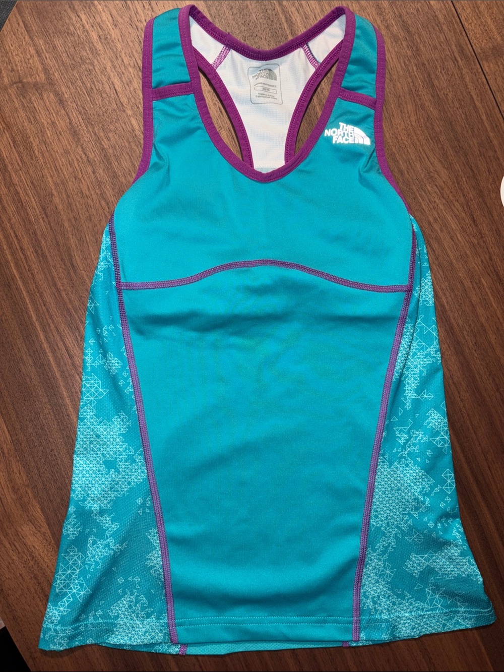 The North Face Teal Athletic Racerback Tank with Purple Trim